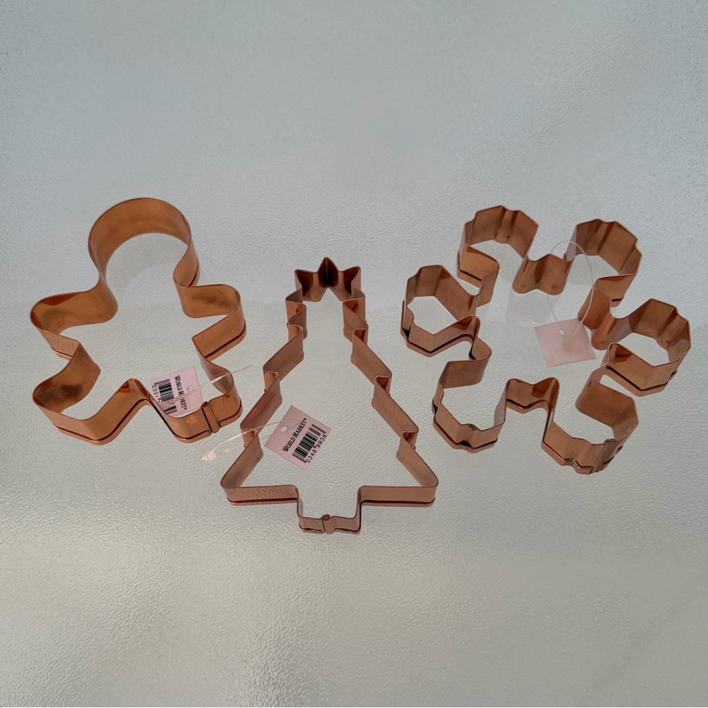 World Market Copper Winter Holiday Cookie Cutters ~ Set of 3 - Picture 6 of 6